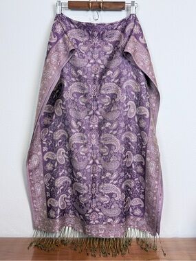 Purple Paisley Pashmina Wrap Scarf 26x72”